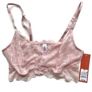 Floral Lace Bralette Crystal Pink NWT